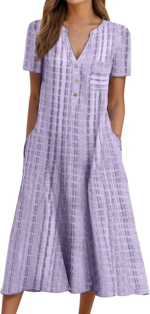 Sundresses for Women 2025 Vacation Swim Cover up Beach Dresses Button Down Sleeveless Boho Floral V-Neck Summer Dress
