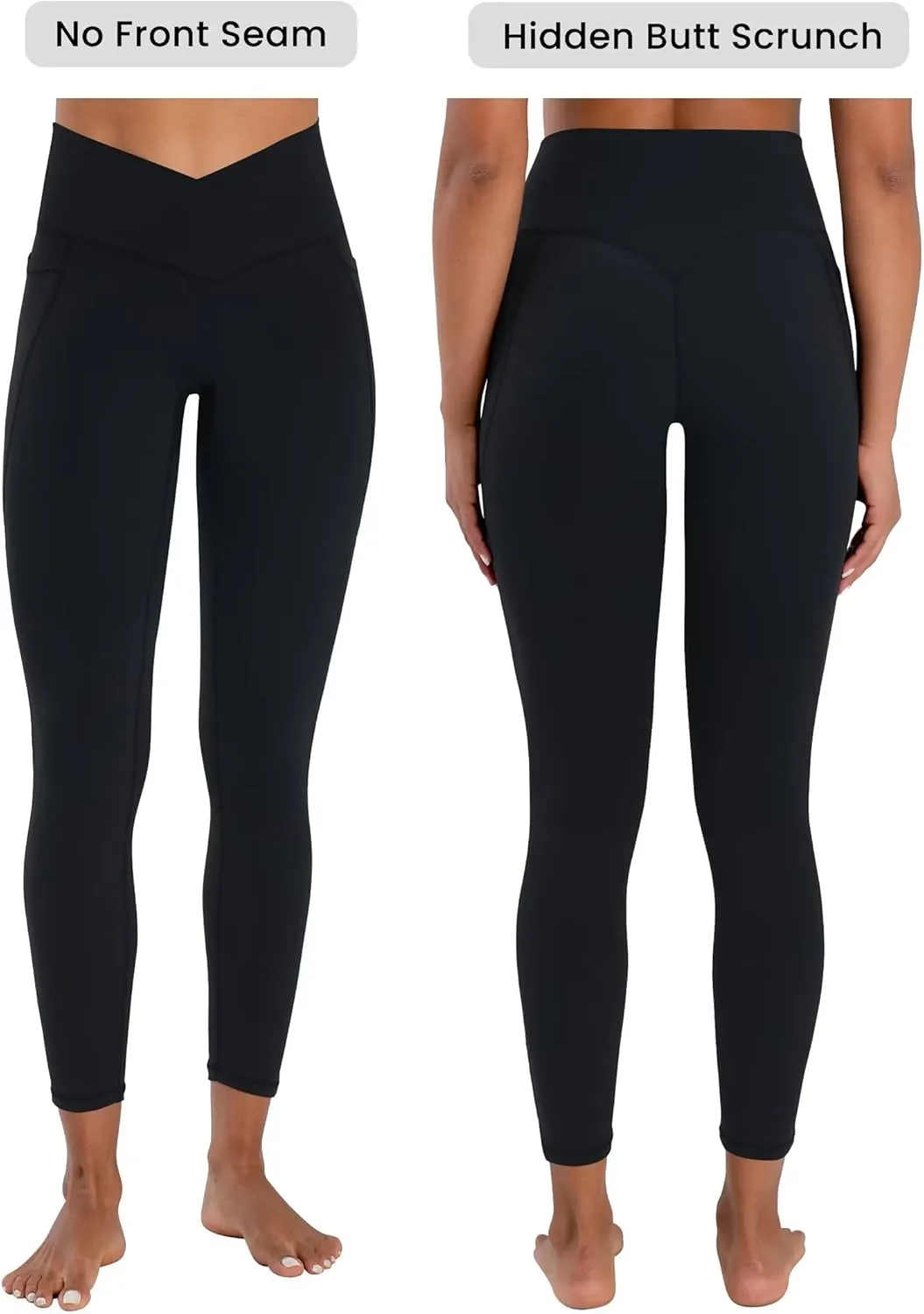 Sunzel Butt Lifting Scrunch Leggings for Women with Pockets No Front Seam Crossover Workout Booty Yoga Pants Tummy Control