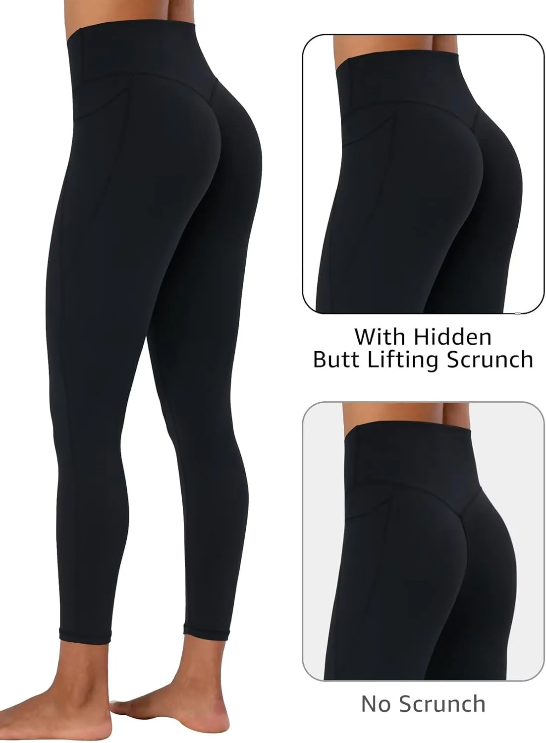 Sunzel Butt Lifting Scrunch Leggings for Women with Pockets No Front Seam Crossover Workout Booty Yoga Pants Tummy Control