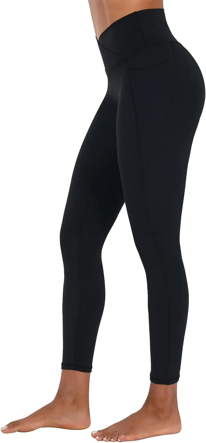 Sunzel Butt Lifting Scrunch Leggings for Women with Pockets No Front Seam Crossover Workout Booty Yoga Pants Tummy Control