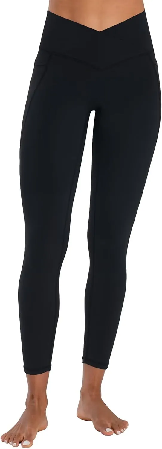 Sunzel Butt Lifting Scrunch Leggings for Women with Pockets No Front Seam Crossover Workout Booty Yoga Pants Tummy Control