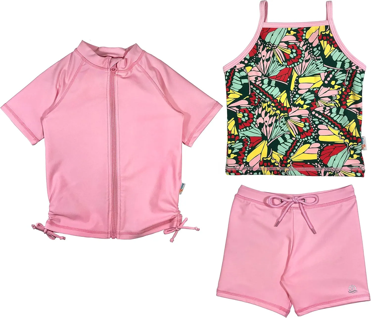 SwimZip Girls Short Sleeve Rash Guard Swim Shorts Set with UPF 50 