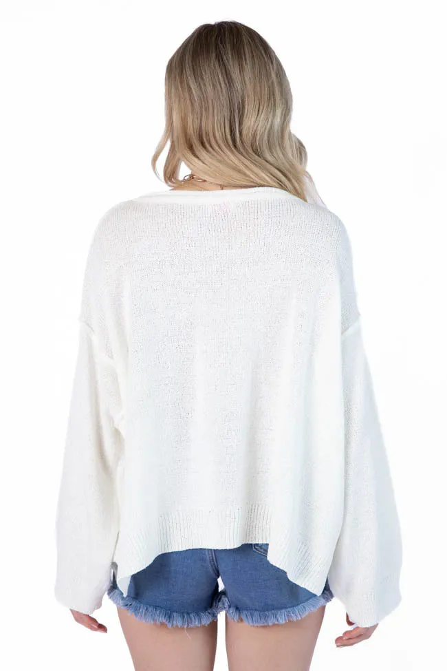 Tell Me Everything Ivory Oversized Pocketed Light Weight Sweater SALE