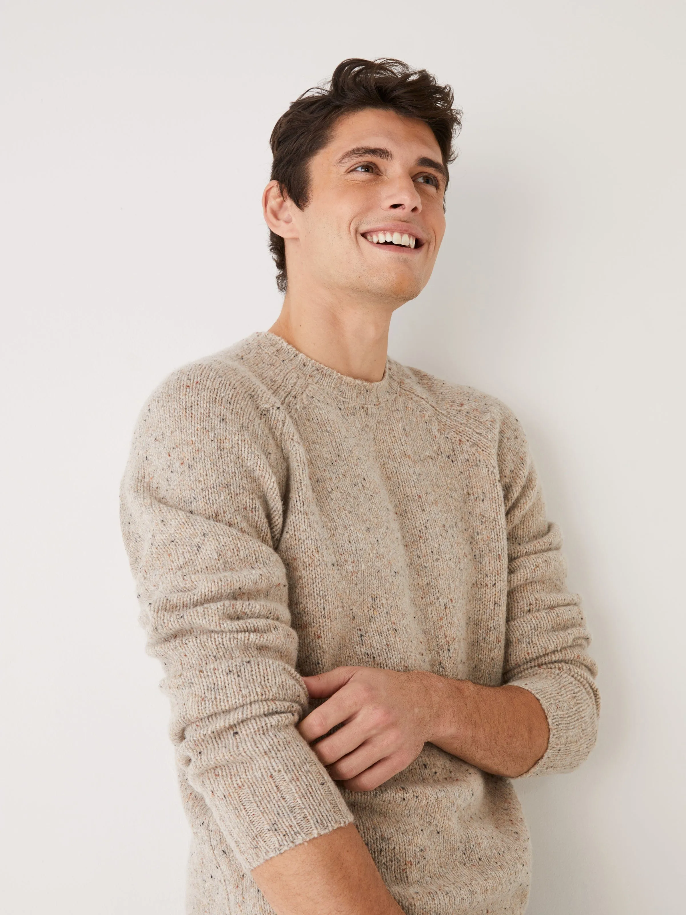 The Crewneck Donegal Sweater in Light Beige