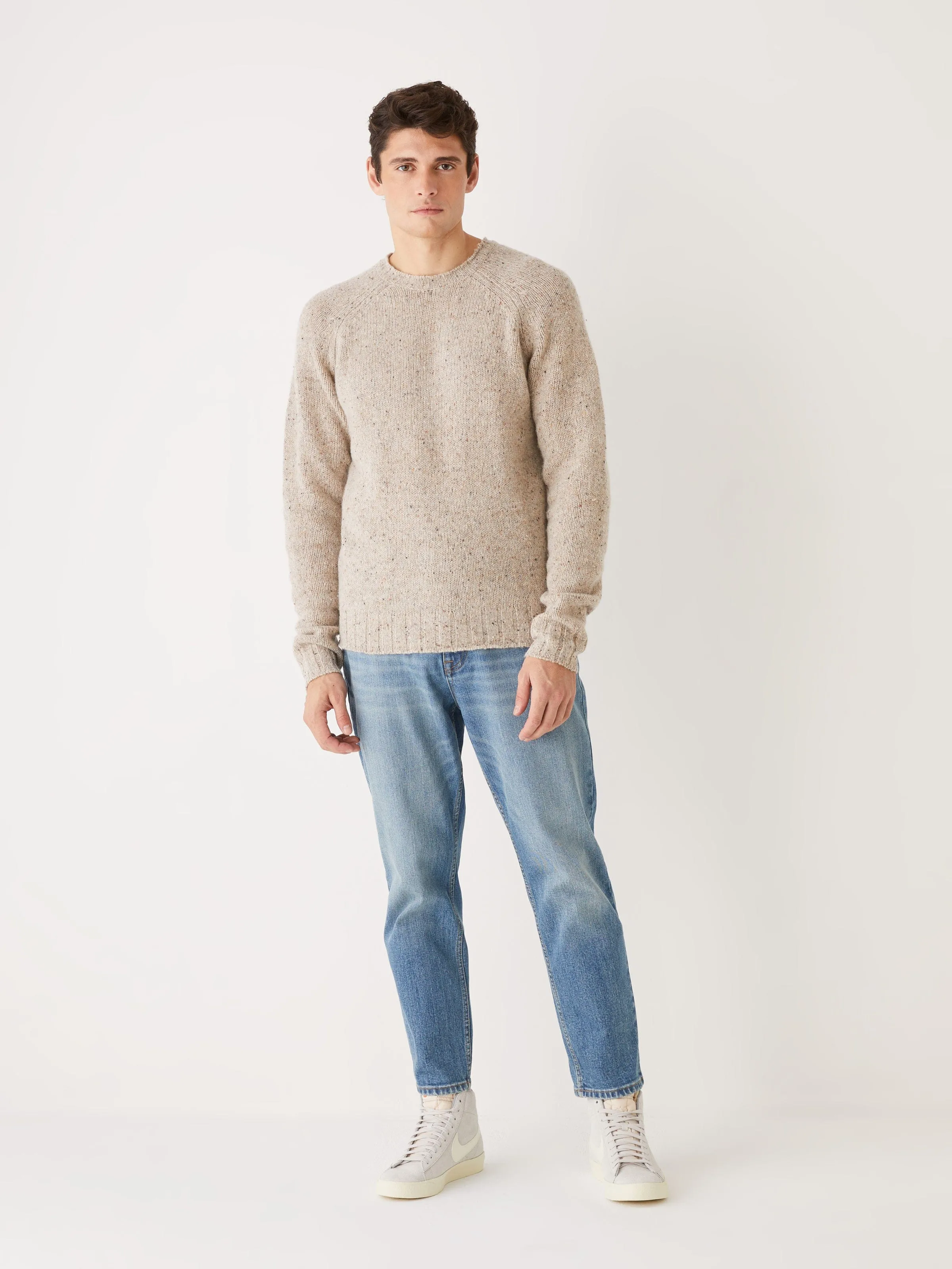 The Crewneck Donegal Sweater in Light Beige