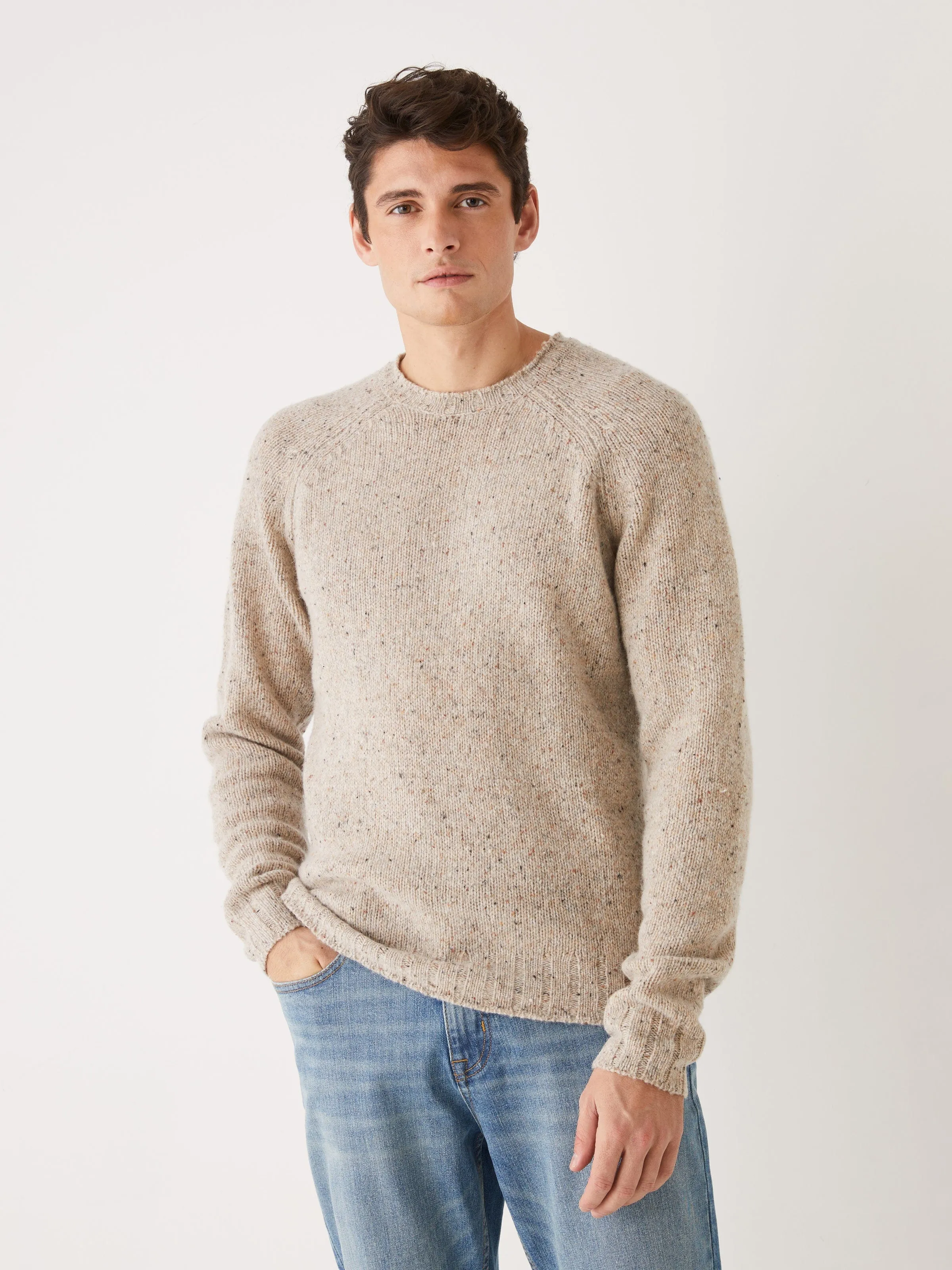 The Crewneck Donegal Sweater in Light Beige