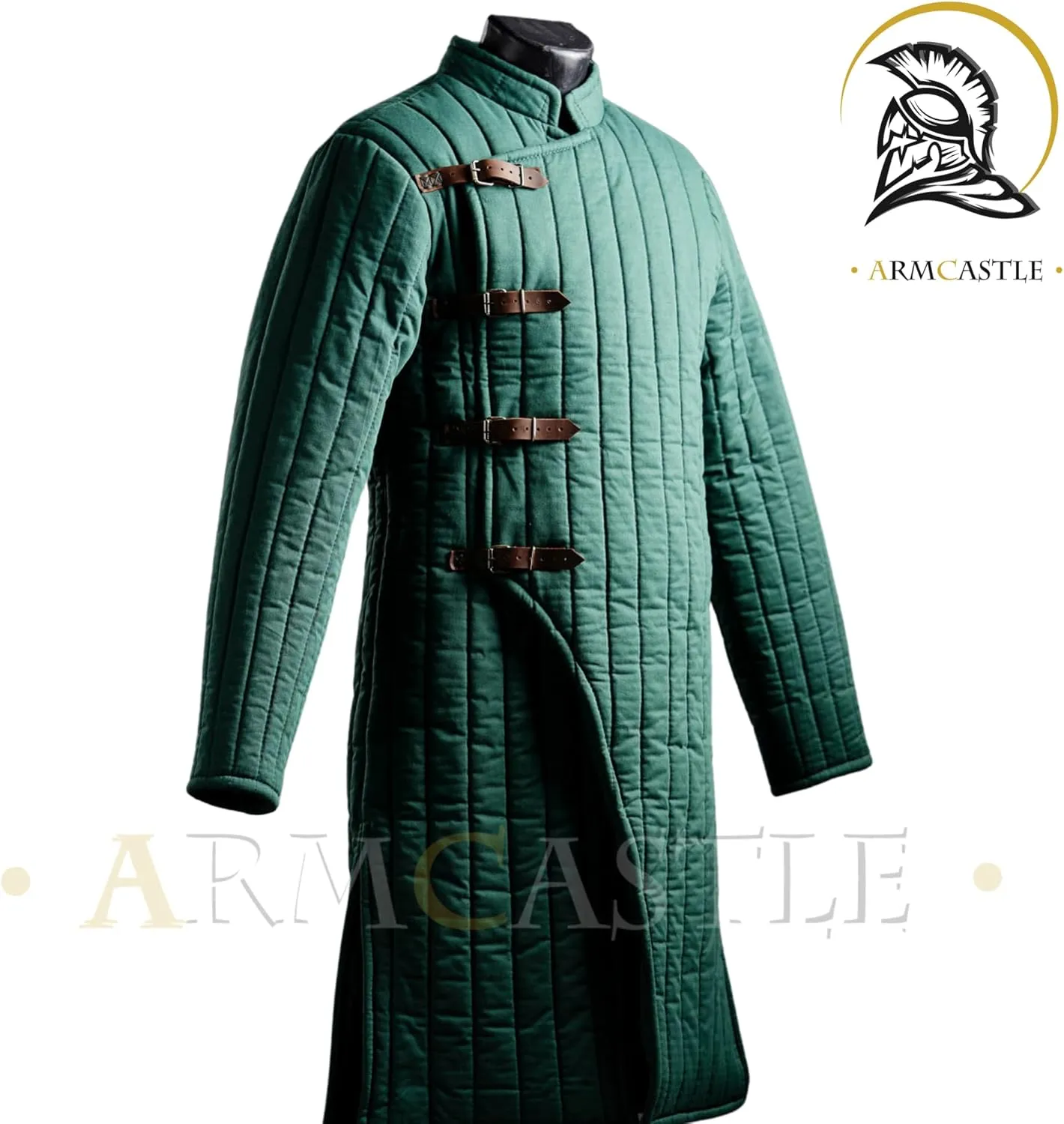 Thick Padded Medieval Gambeson Full Sleeve Long 100% Cotton Fabric Aketon Armor Jacket Costume Dresses Coat
