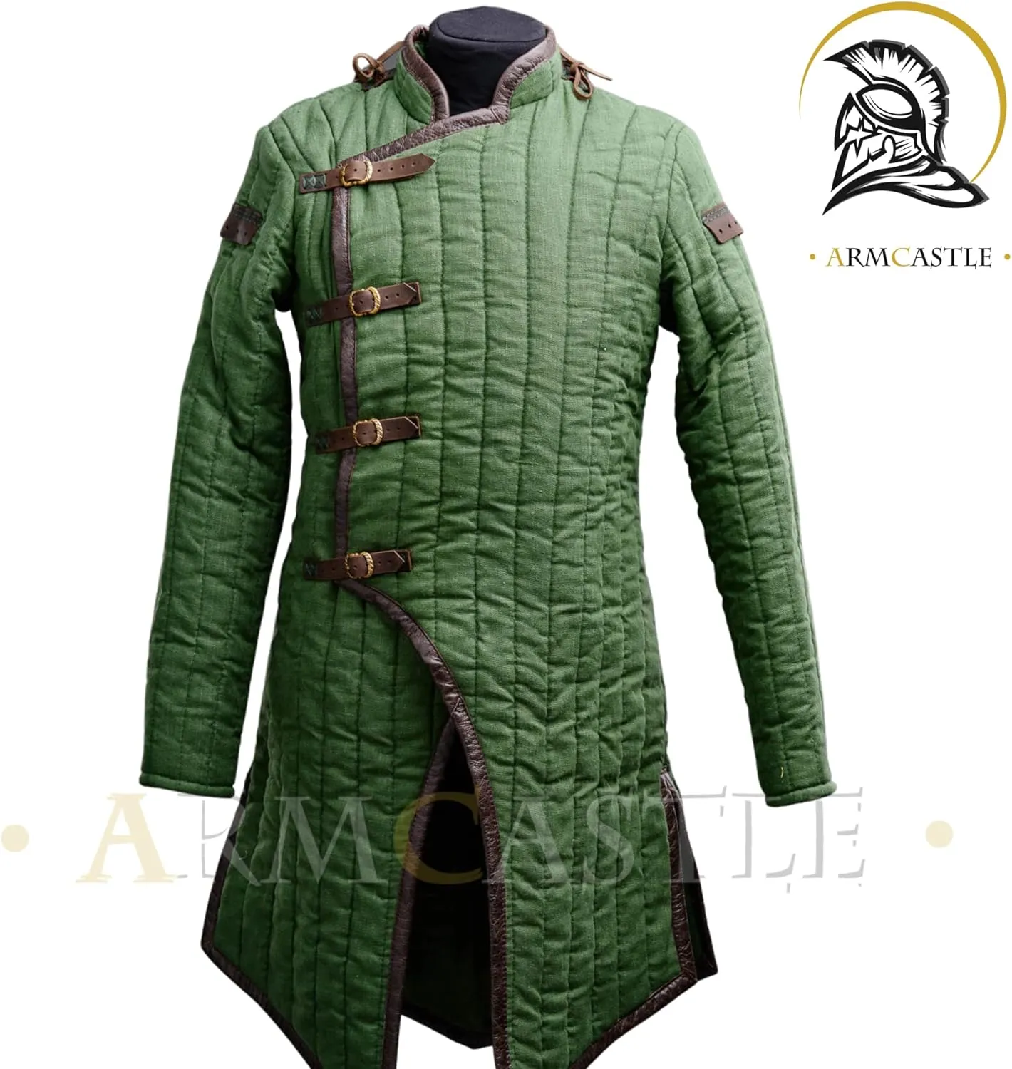 Thick Padded Medieval Gambeson Full Sleeve Long 100% Cotton Fabric Aketon Armor Jacket Costume Dresses Coat