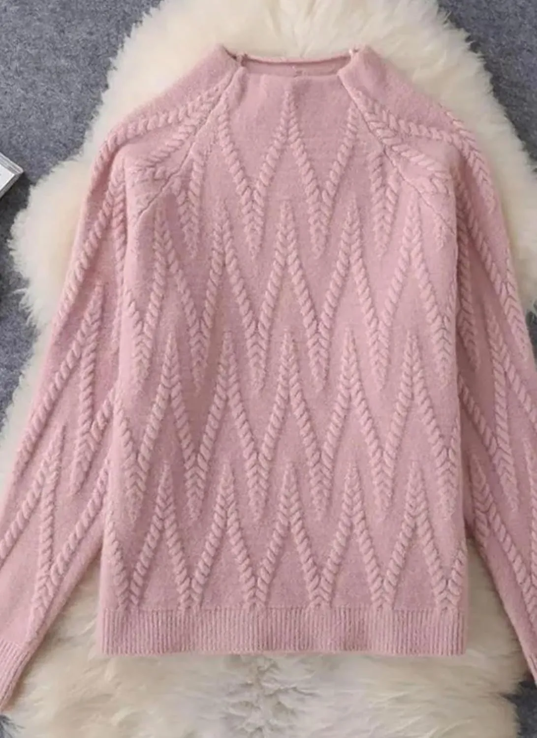 Two Piece Sets For Women Sweet Solid Knitted Mock Neck Long Sleeve Top Drawsrting Wide Leg Pants Loungewear Matching Set