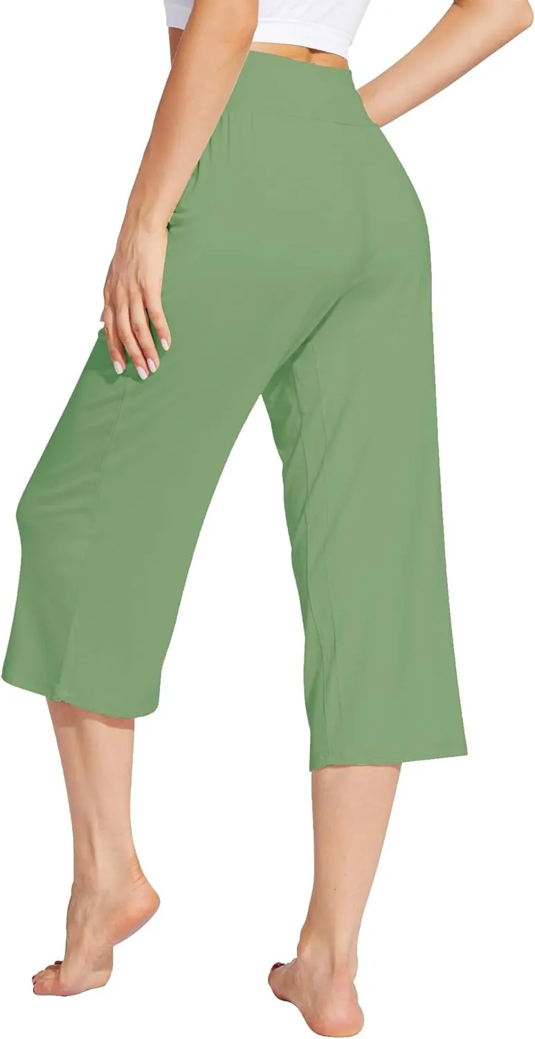WiWi Viscose from Bamboo Soft Capri Yoga Loose Pants for Women High Waisted Comfy Pjs Capris Lounge Pajama Bottoms S-XXL