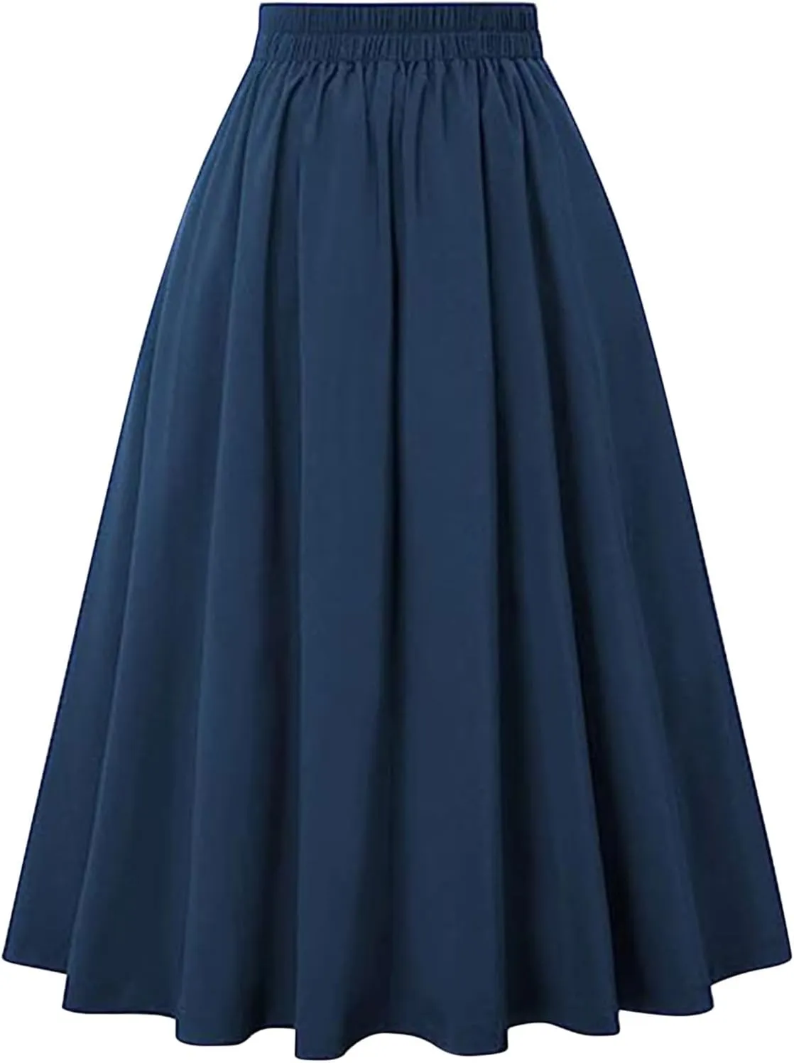 Women A-Line Flared Swing Skirt Midi High Waist Skirts Vintage Party Half Dress Pleated Swing Mid Calf Skirts