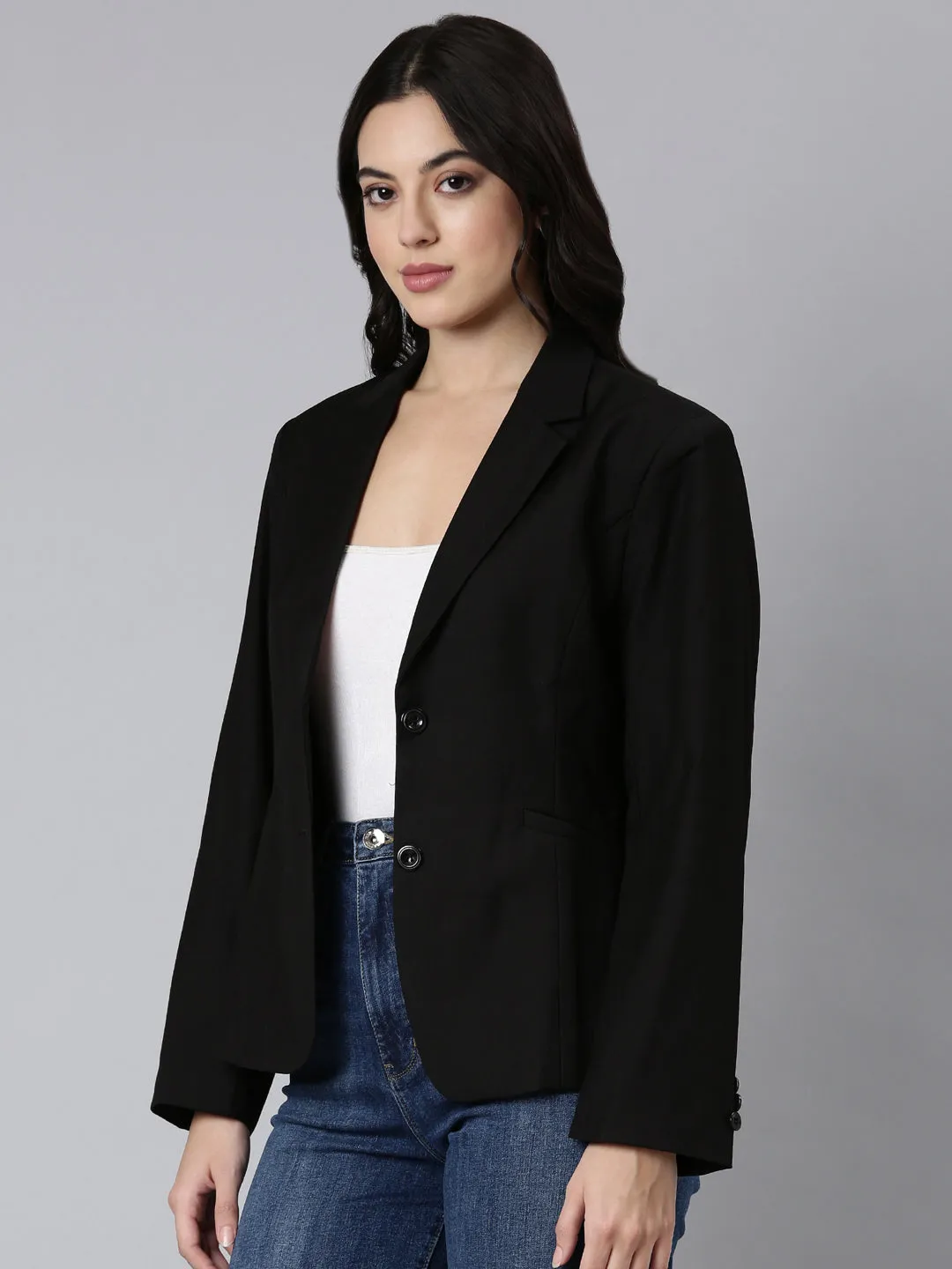 Women Black Single-Breasted Blazer