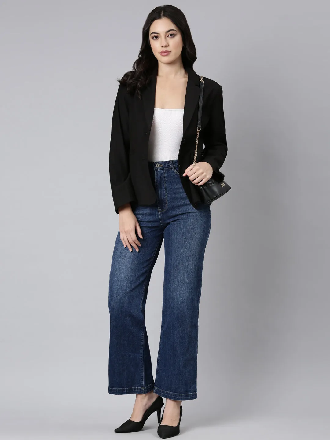 Women Black Single-Breasted Blazer