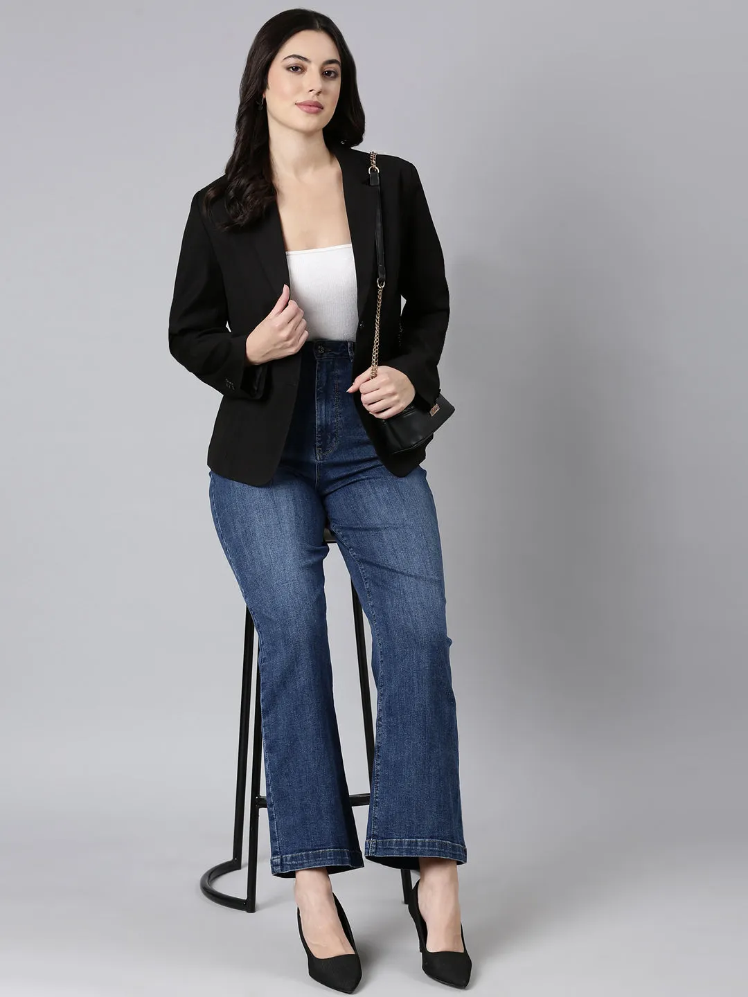 Women Black Single-Breasted Blazer