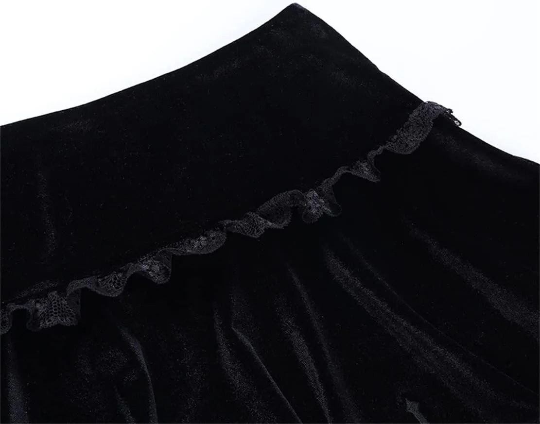 Women Gothic Mini Skirt Fairy Grunge Punk High Waisted A-Line Pleated Skirts Y2k E-Girl Long Maxi Skirt