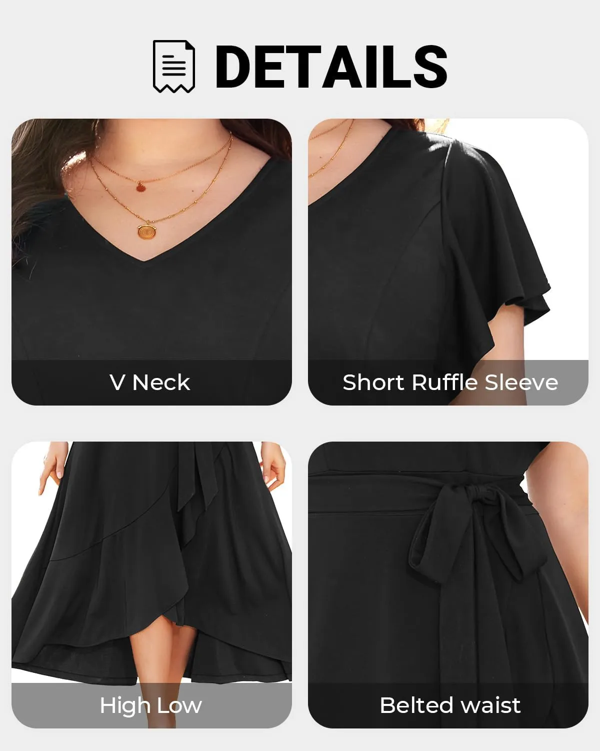 Women Plus Size Wedding Guest Dress - Formal Cocktail Split Ruffle V Neck High Low Party Long Maxi Dresses 2025