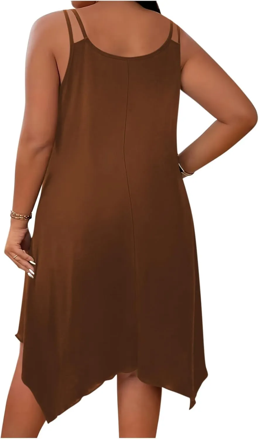 Women's 2025 Summer Dress Casual Boho Sundress Spaghetti Strap Beach Cover Up Irregular Hem Flowy Midi Vacation Dresses