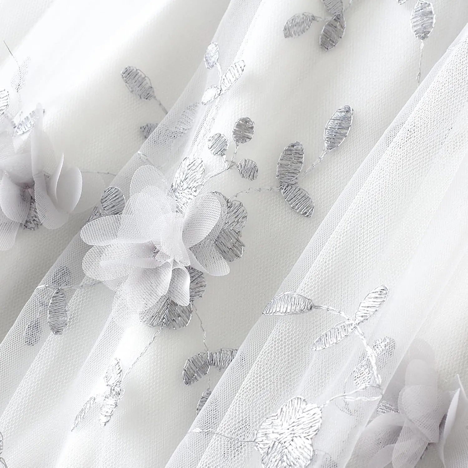 Women's 50s Vintage Floral Embroidery Midi Skirt High Waist Mesh Summer Cocktail Tea Party A-Line Layered Skirt