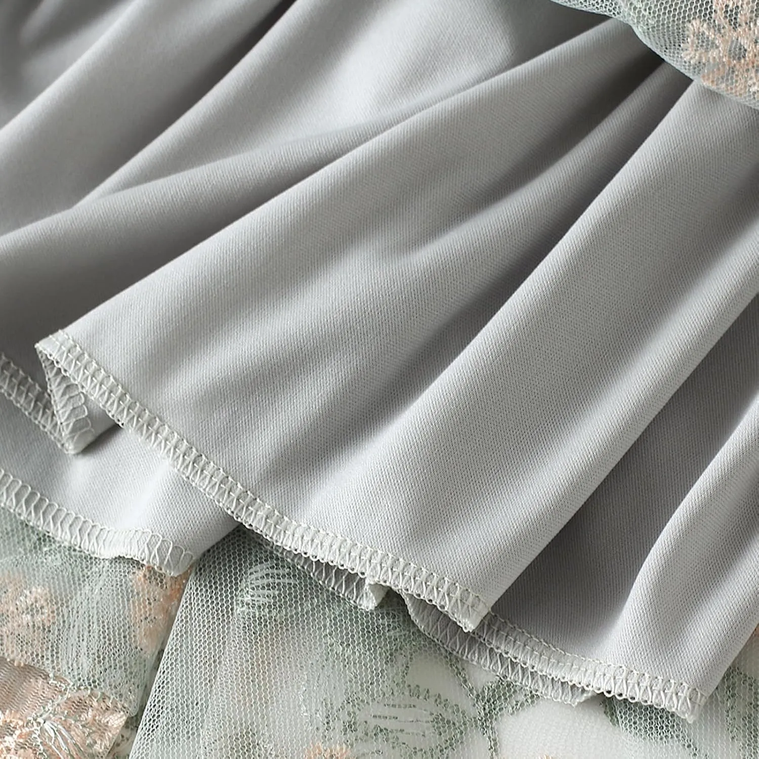 Women's 50s Vintage Floral Embroidery Midi Skirt High Waist Mesh Summer Cocktail Tea Party A-Line Layered Skirt