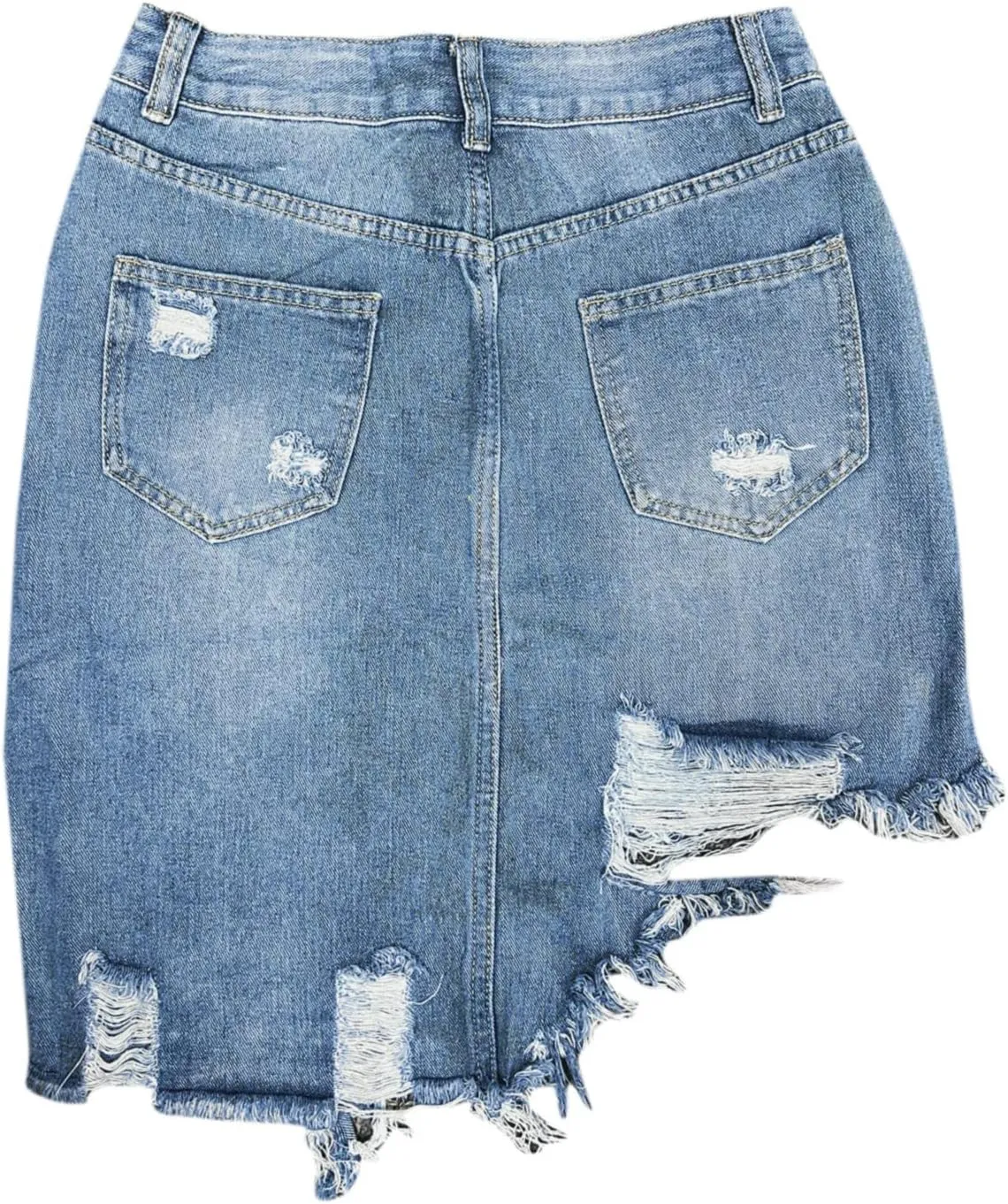 Womens Denim Pencil Skirt High Waisted Knee Length Side Ripped Hem Stretch Jean Skirts for Women 2024 New