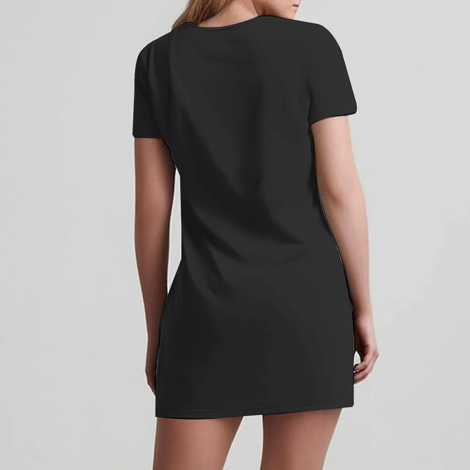 Womens Dress Loose Fit V Neck Casual Solid Color 2025 Summer Dresses Fashion Short Sleeve Mini Dress with Pockets