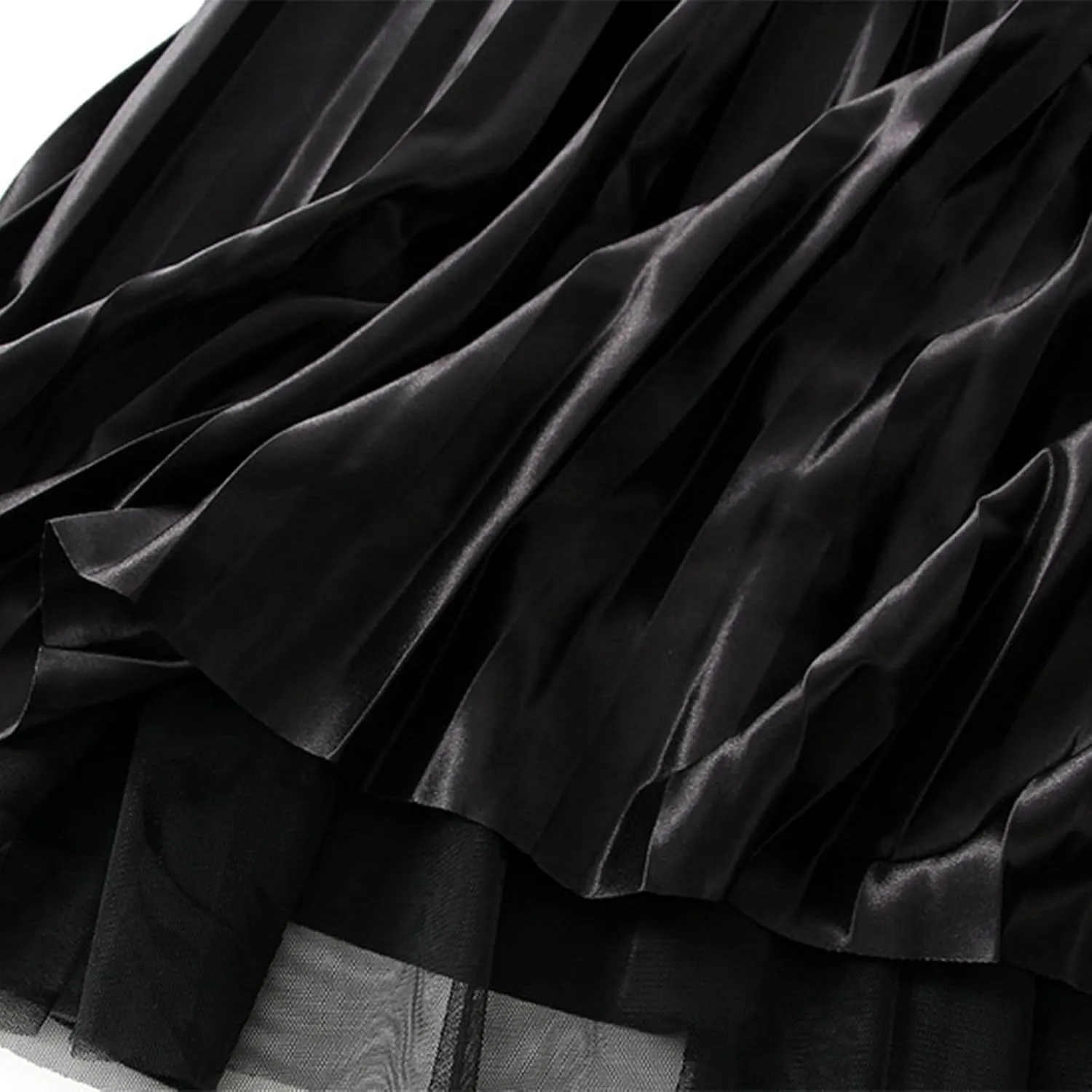 Womens Floral Mesh Pleated Skirt Elegant High Waisted Midi A Line Skirts Summer Casual Flowy Cute Tulle Fairy Skirt