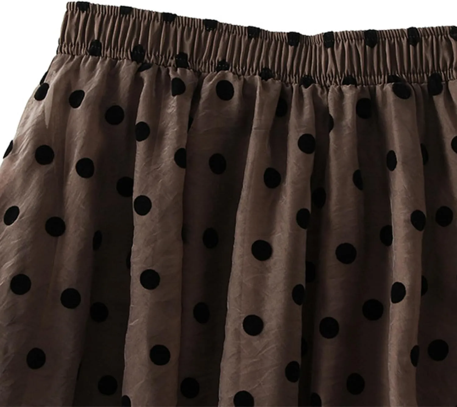 Womens Gauze Skirts Polka Dot Print A Line Swing Midi Skirt Summer Casual Boho Beach Skirts Resort Wear