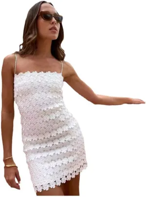 Women's Lace Short Bodycon Dresses Spaghetti Straps Cocktail Party Mini Dress