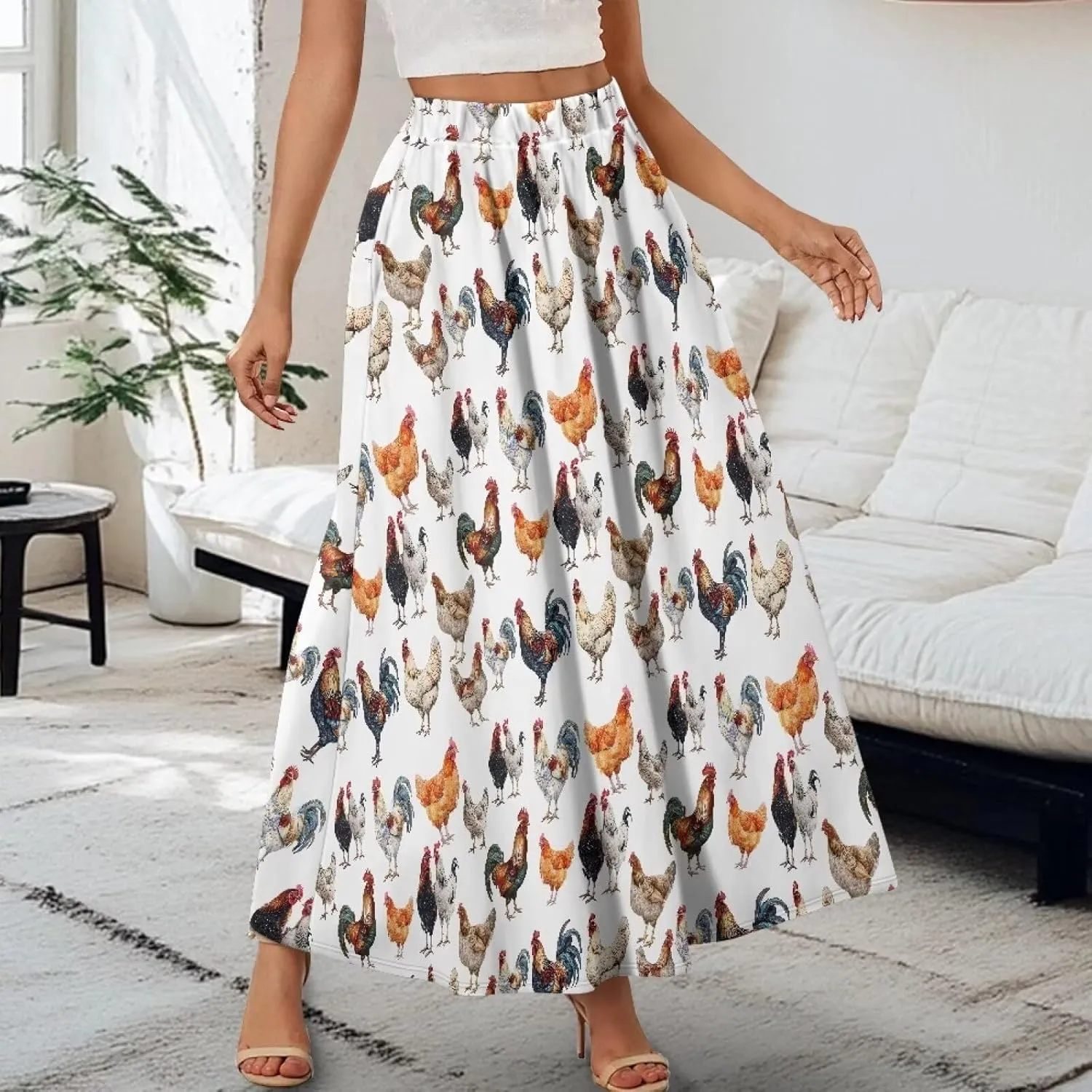 Women's Maxi Skirts Pleated High Waisted Casual Long Skirts Flowy High Waist Party Holiday Skirts with Pockets