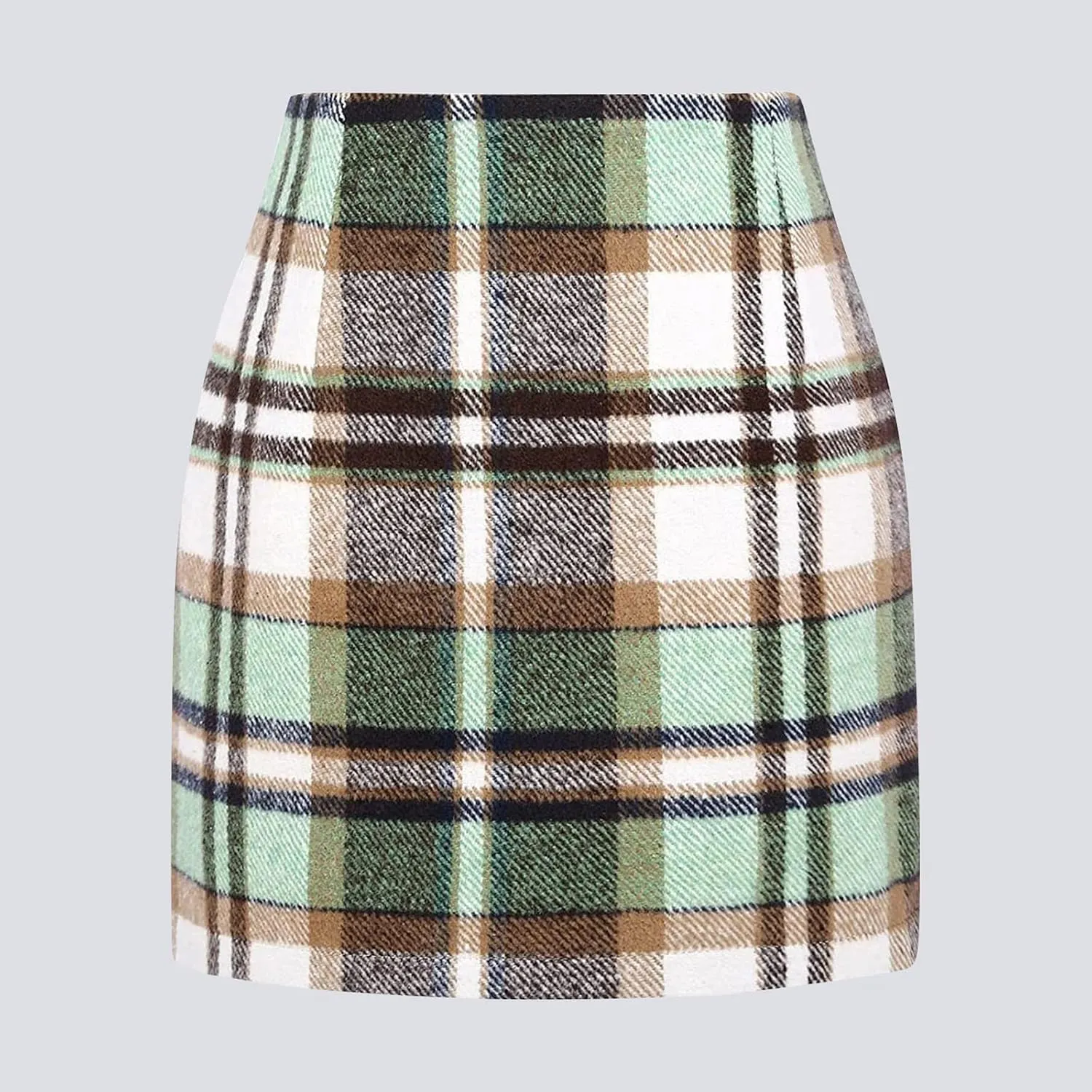 Women's Midi Plaid Skirts 2025 Fall Winter Knee Length Pencil Wool Skirt High Waist Midi Bodycon Cloth with Slit