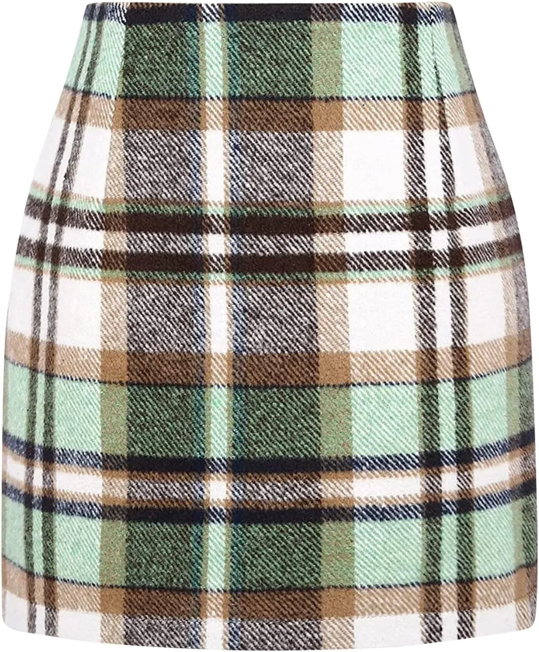 Women's Midi Plaid Skirts 2025 Fall Winter Knee Length Pencil Wool Skirt High Waist Midi Bodycon Cloth with Slit