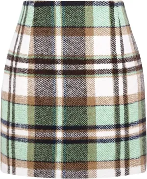 Women's Midi Plaid Skirts 2025 Fall Winter Knee Length Pencil Wool Skirt High Waist Midi Bodycon Cloth with Slit