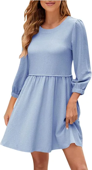 Women's Ruffle Cap Sleeve Dress 2025 Wrap V Neck Flared Dresses Elastic Waist Tiered Smocked Belted Hem Mini Dress