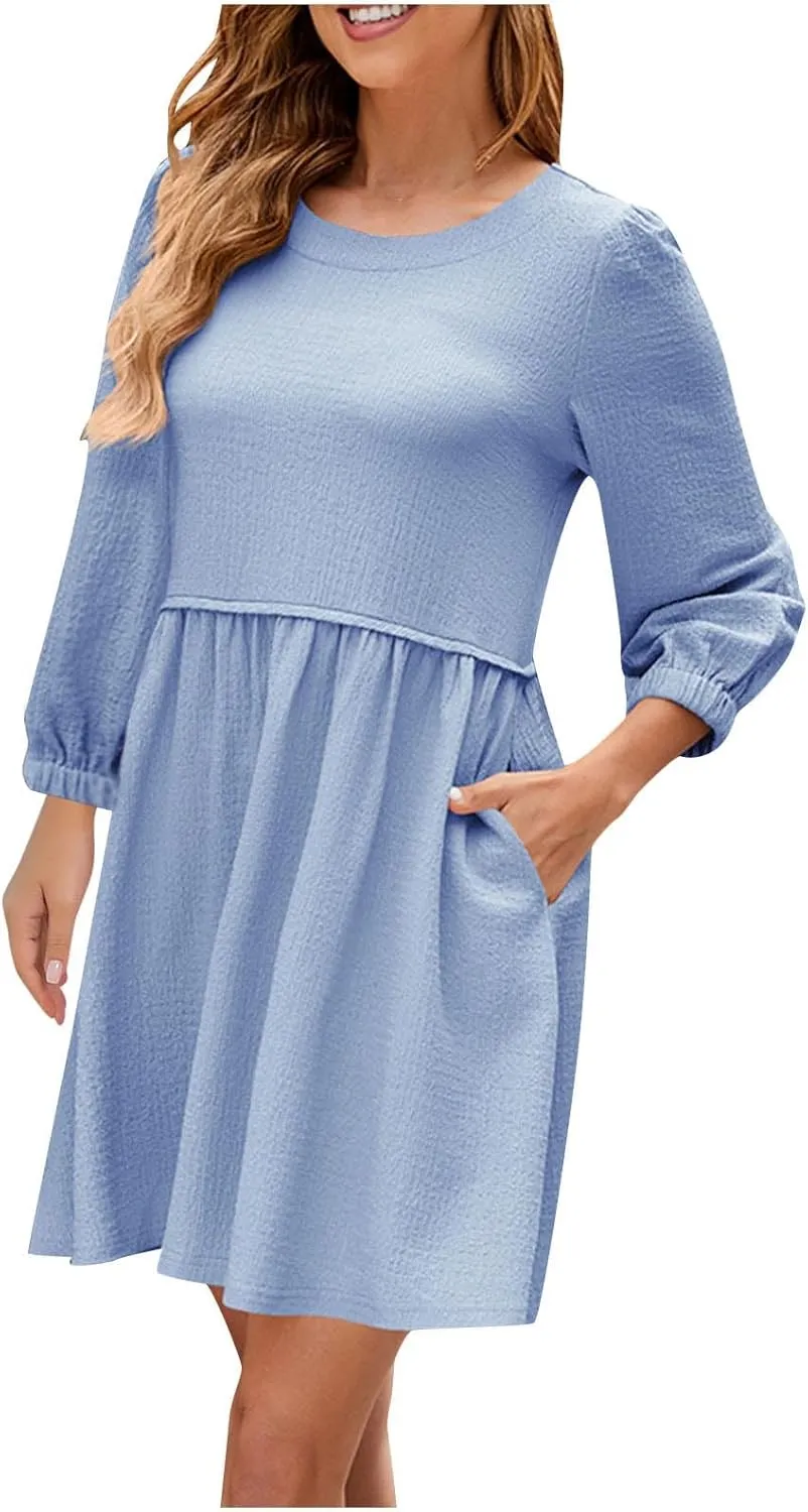 Women's Ruffle Cap Sleeve Dress 2025 Wrap V Neck Flared Dresses Elastic Waist Tiered Smocked Belted Hem Mini Dress