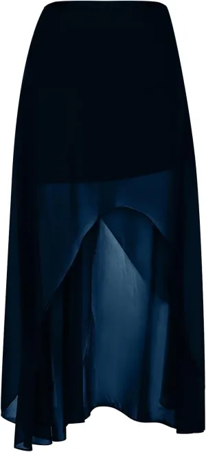 Women's Slit Split Ruffle Long Skirts Asymmetrical Hem Elastic High Waisted Summer Pleated Swing Flowy Maxi Skirt