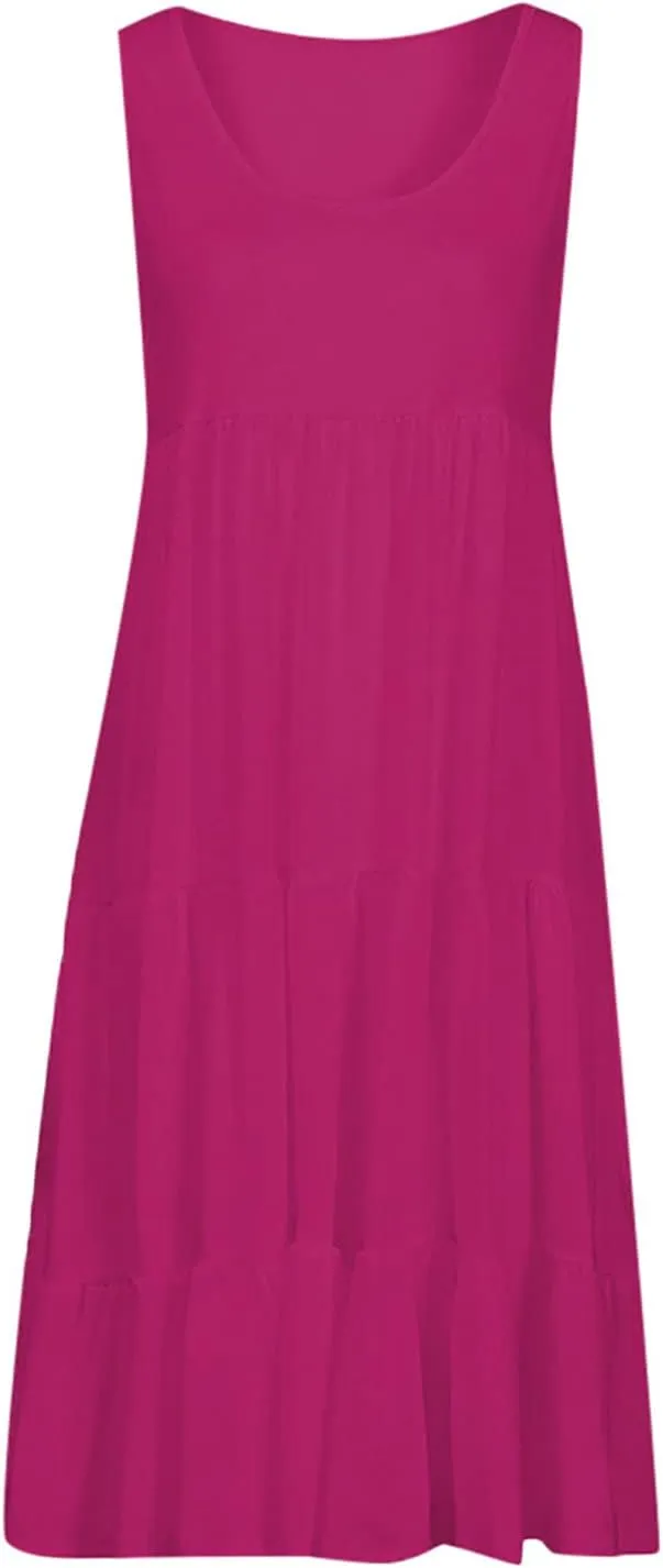 Womens Summer Dresses Casual 2024 Gradient Sleeveless Sundresses Ladies Plus Size Trendy Petite Dresses