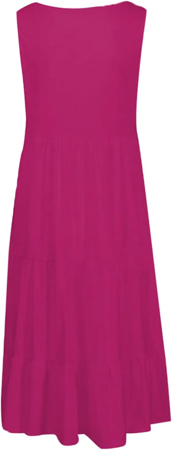 Womens Summer Dresses Casual 2024 Gradient Sleeveless Sundresses Ladies Plus Size Trendy Petite Dresses