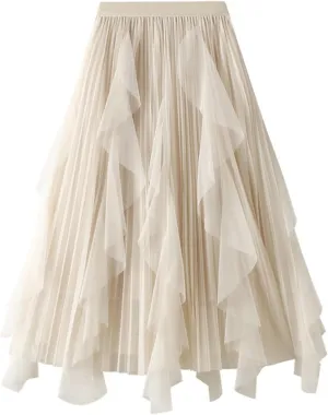 Womens Summer High Waist Tiered Beach Outfits A-Line Elastic Waist Long Skirt Bohemian Print Casual Maxi Skirt