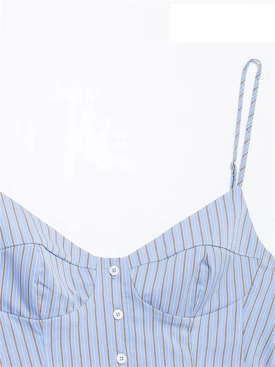 Women's Summer Sexy Slim Retro Striped Ruffled Camisole Top