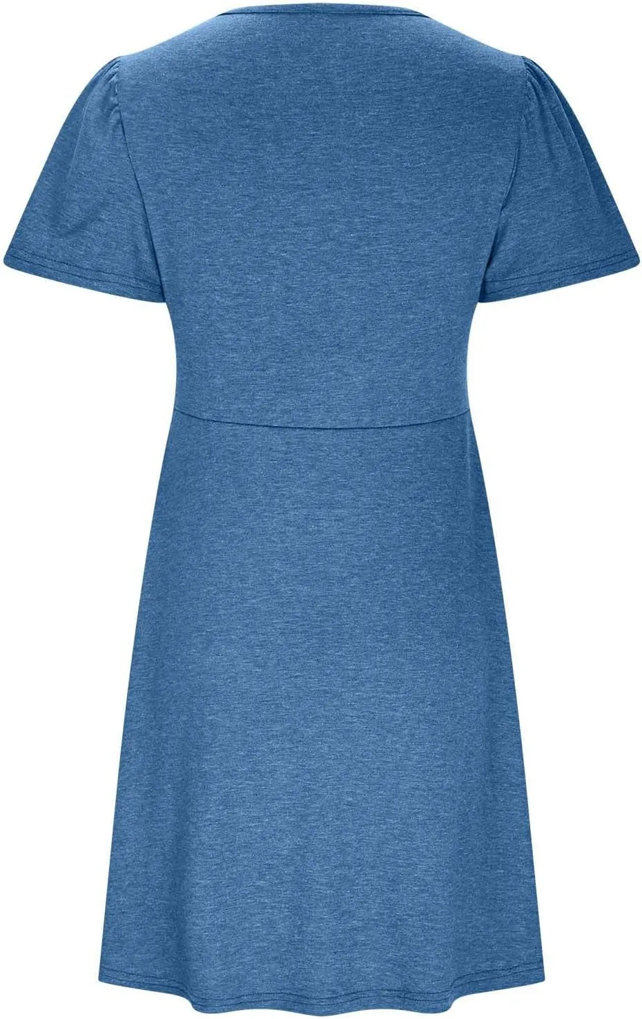Womens Twist Front V Neck Summer Dress Sexy Elegant Puff Sleeve Casual Pleated Mini Dresses Swing A Line Sundresses
