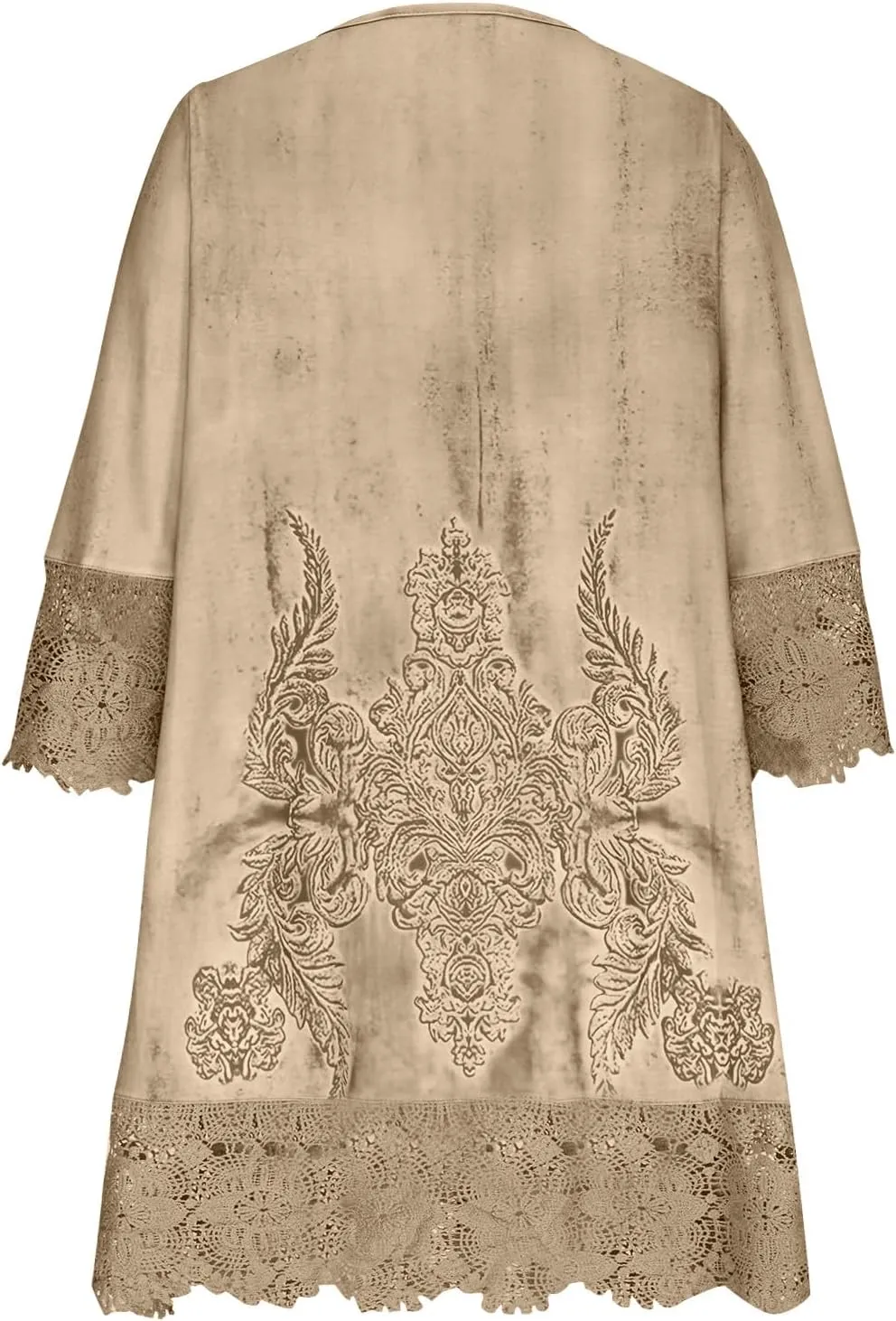 Women's Vintage Embroidered Midi Dress, 3/4 Sleeve V-Neck Half Button Elegant Dresses Fashion Hollow Out Loose Clothes