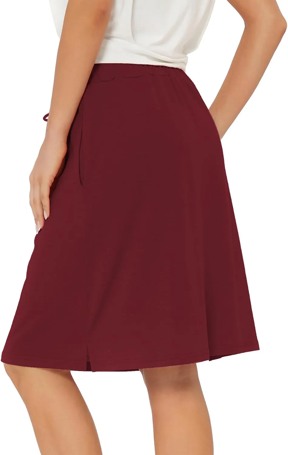 Zando Tennis Skirts for Women with Pockets Athletic Knee Length Golf Casual Skorts Shorts Sports Drawstring Waist Skirt